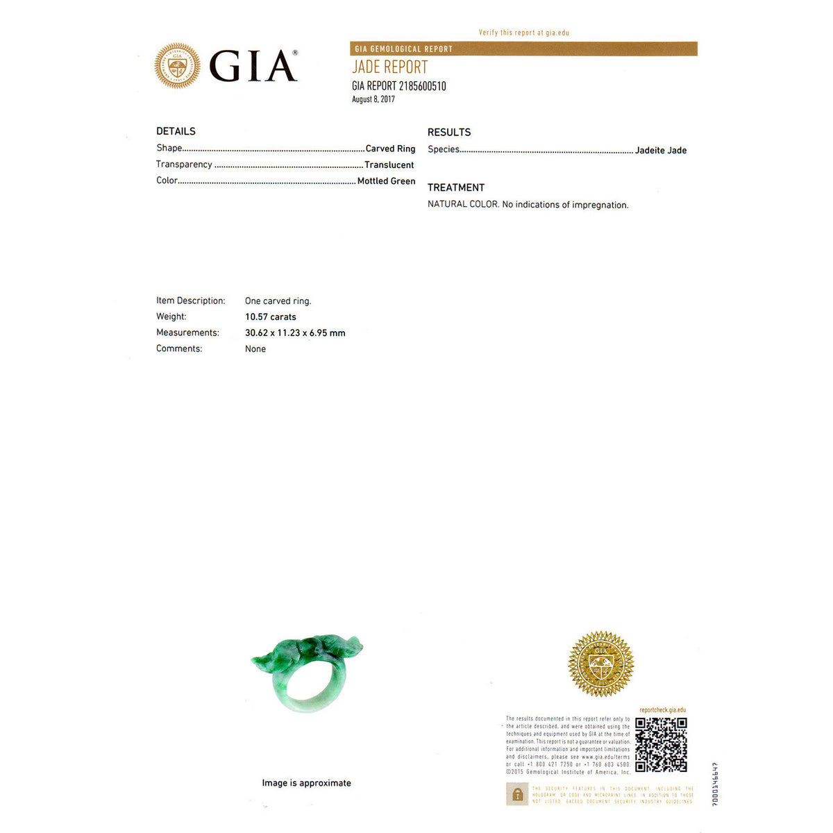 GIA Certified Natural Jadeite Jade Double Fish Ring – image 7