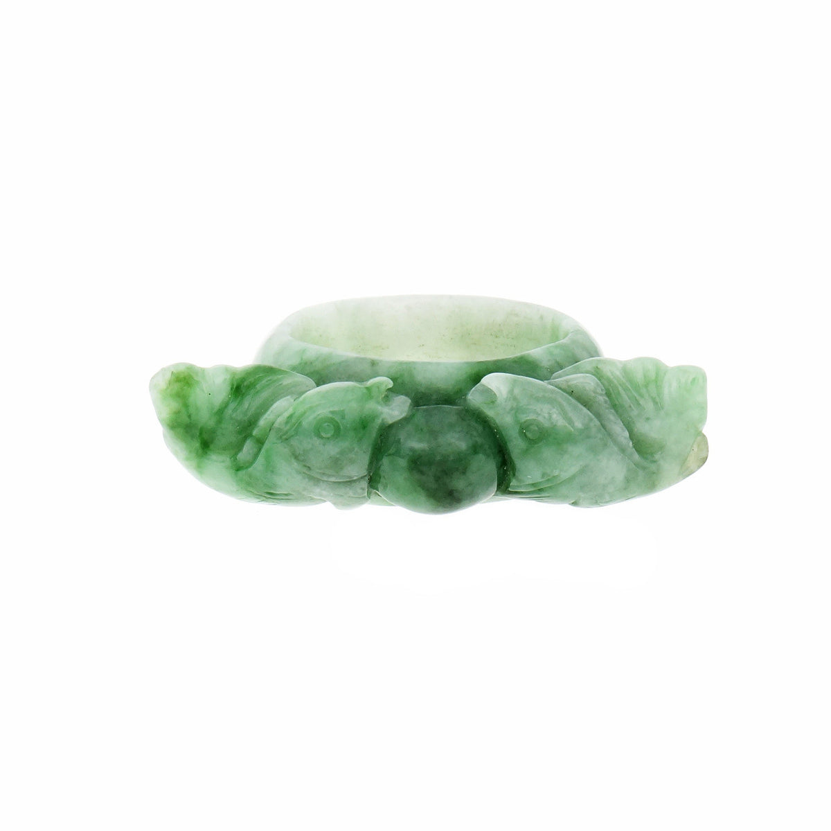 GIA Certified Natural Jadeite Jade Double Fish Ring – image 2