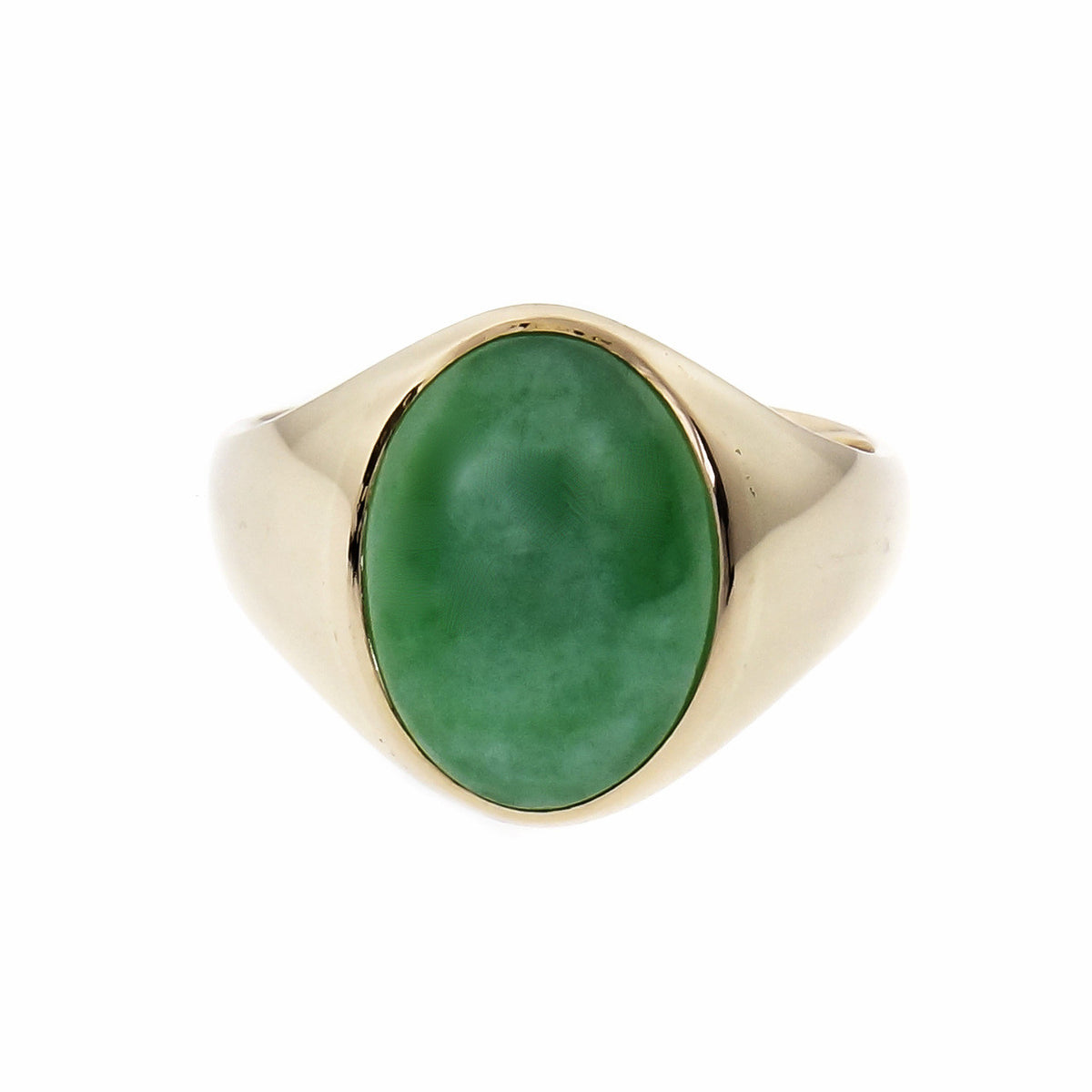 Men’s Or Ladies Natural Jadeite Jade Ring GIA Certified 14k Gold