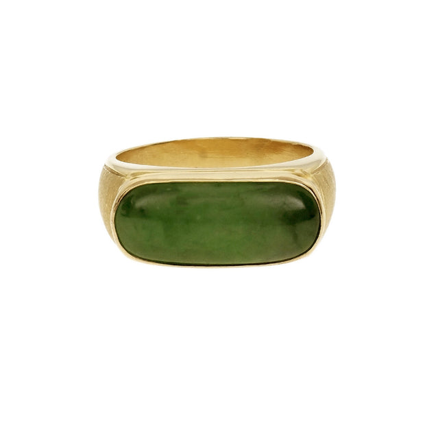 Jadeite Jade Saddle Ring Natural Color GIA Certified 14k Gold