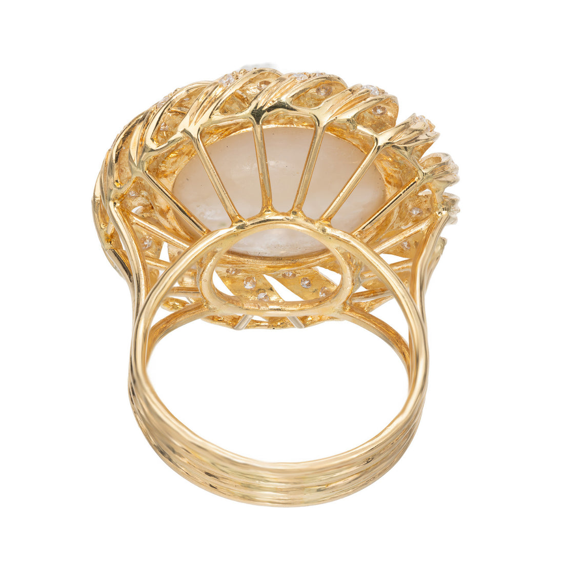 Mobe Pearl and Diamond Swirl Ring in 18k Yellow Gold, 1960s – image 6