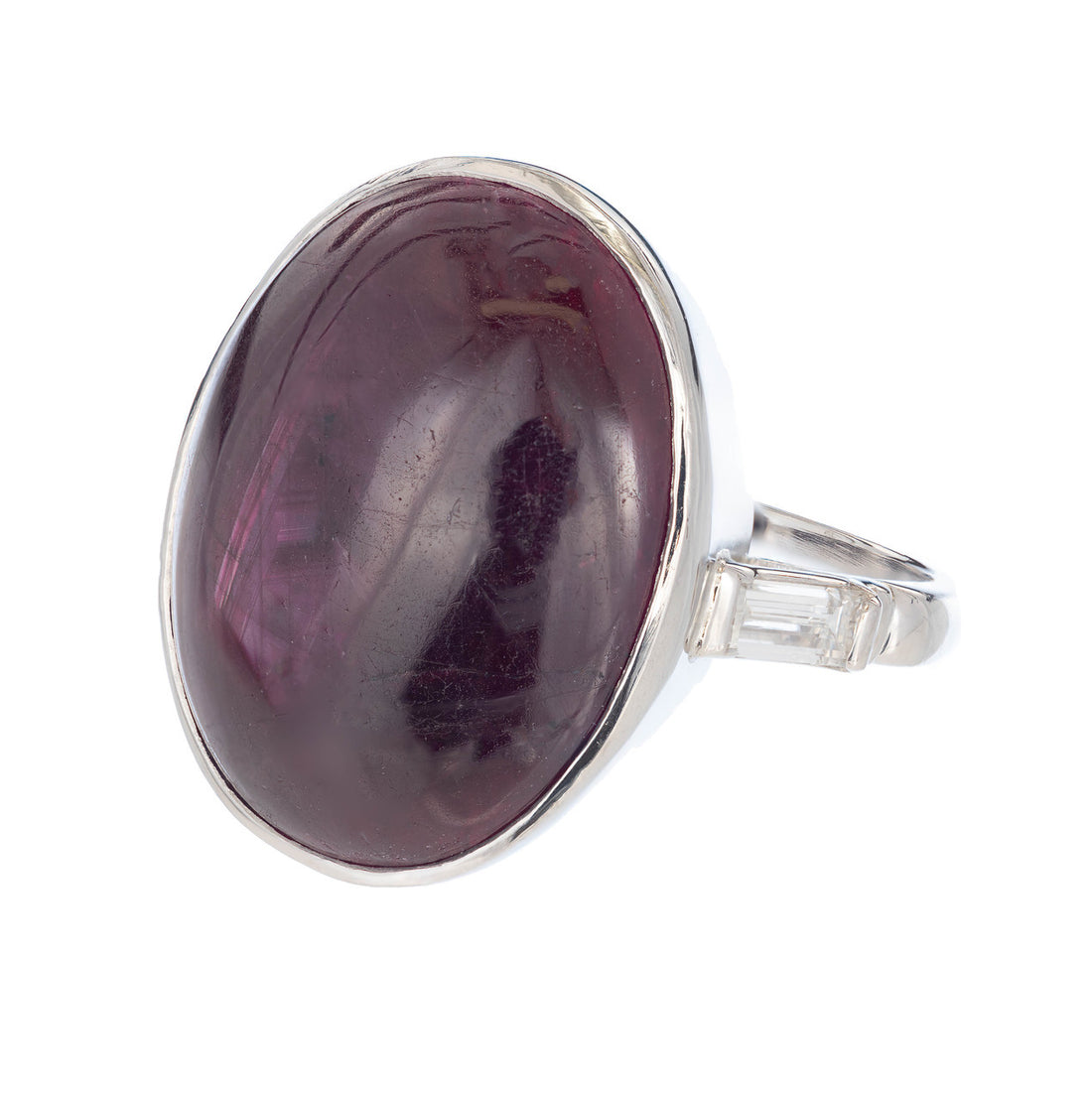 GIA Certified Oval 17.90 Carat Natural Ruby Diamond Platinum Cocktail Ring – image 2
