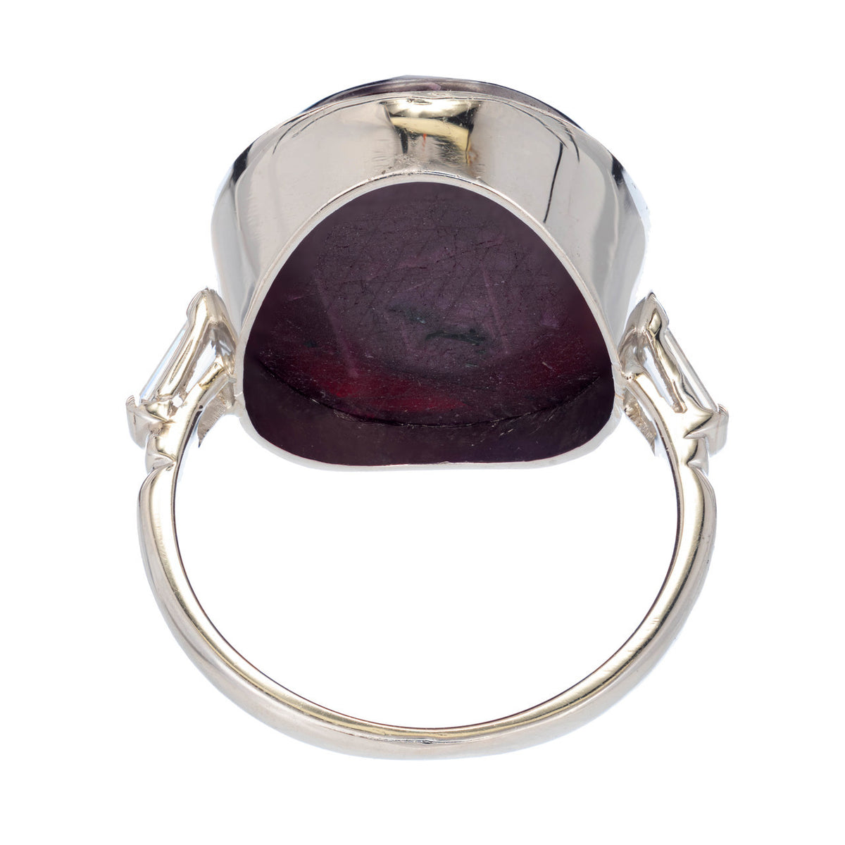 GIA Certified Oval 17.90 Carat Natural Ruby Diamond Platinum Cocktail Ring – image 6