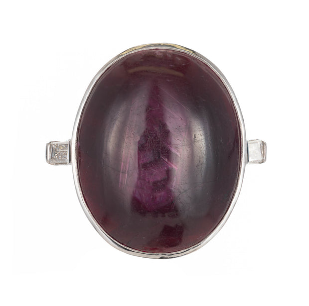 GIA Certified Oval 17.90 Carat Natural Ruby Diamond Platinum Cocktail Ring