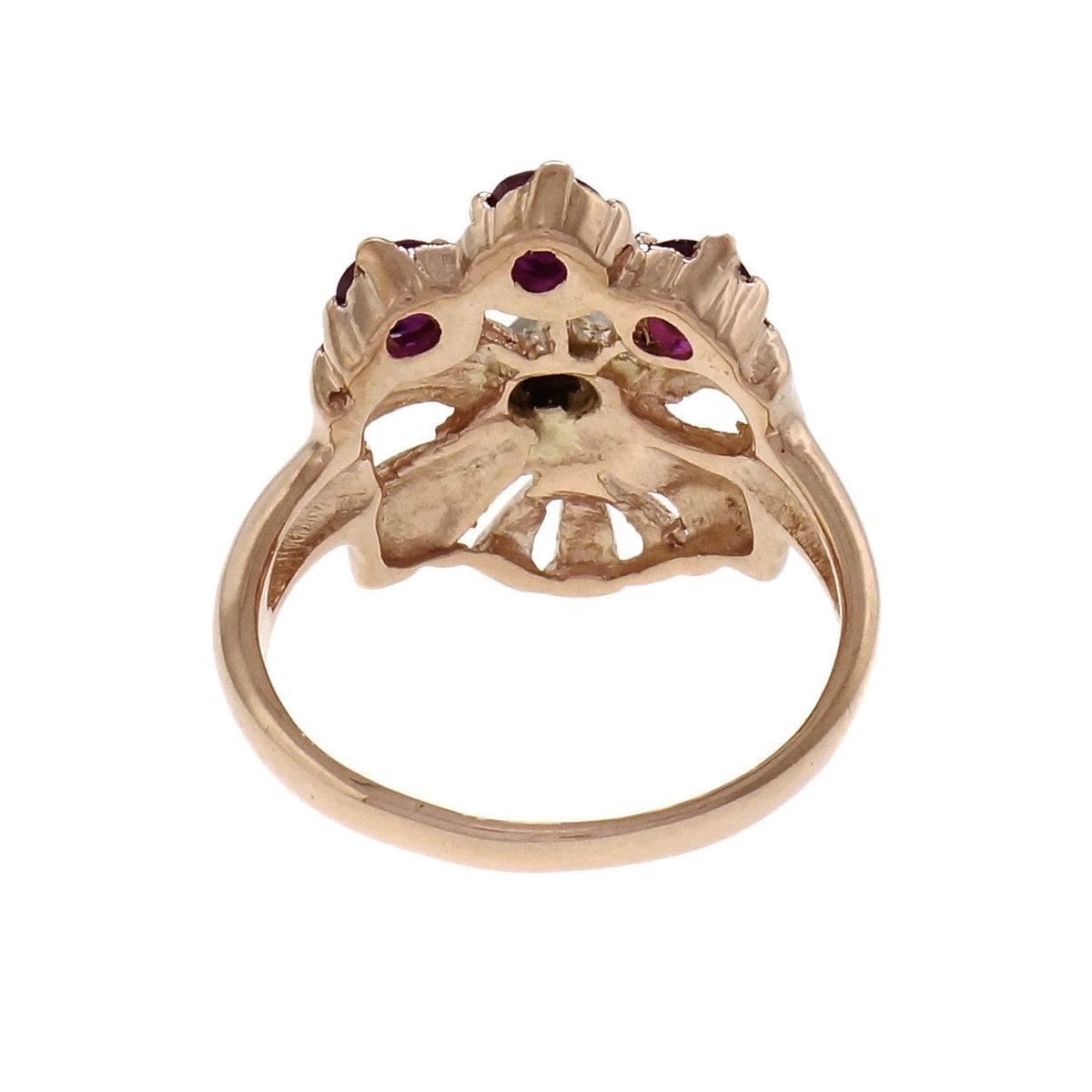 Retro 1940 Ruby Diamond Ring 14k Pink Rose Gold – image 4