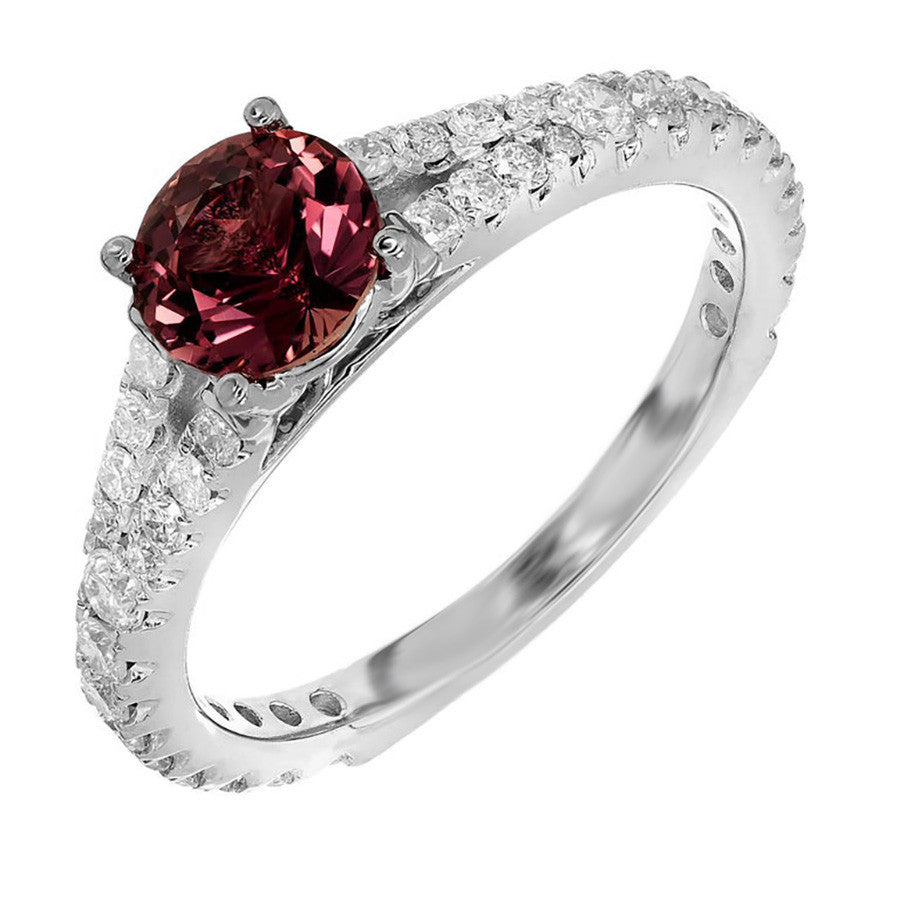 GIA 1.07 Carat Natural Pink Dark Brown Sapphire Diamond Gold Engagement Ring