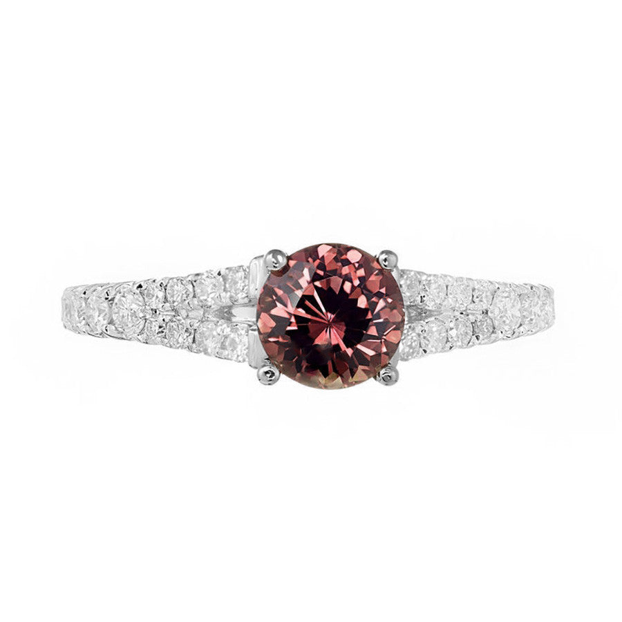 GIA 1.07 Carat Natural Pink Dark Brown Sapphire Diamond Gold Engagement Ring – image 2
