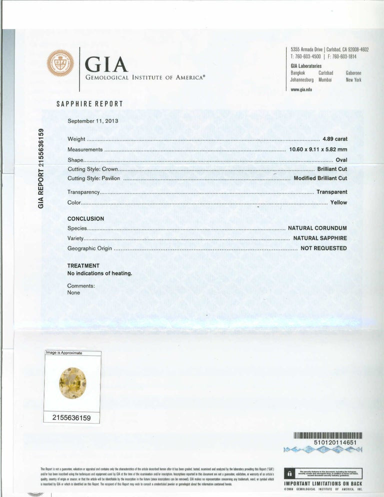 GIA Certified 8.63 Carat Yellow Blue Sapphire Gold Three-Stone Engagement Ring – image 3