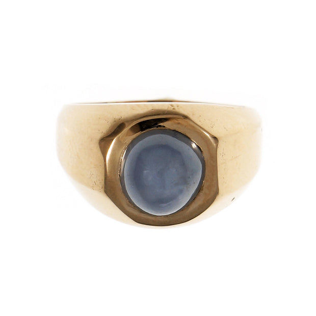 Retro 1940 Men’s Star Sapphire Ring 14k Pink Gold Light Blue Star