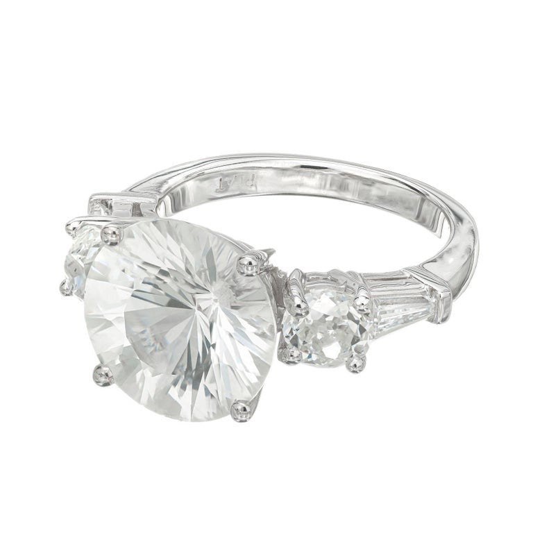 Peter Suchy GIA Certified 6.56 White Sapphire Diamond Platinum Engagement Ring – image 2