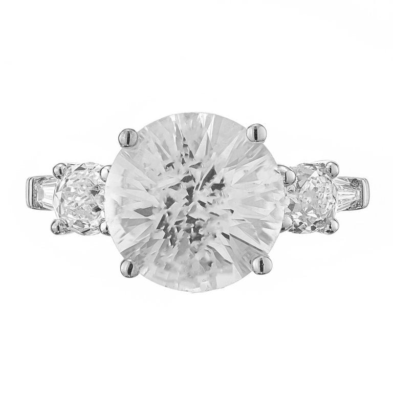 Peter Suchy GIA Certified 6.56 White Sapphire Diamond Platinum Engagement Ring – image 3