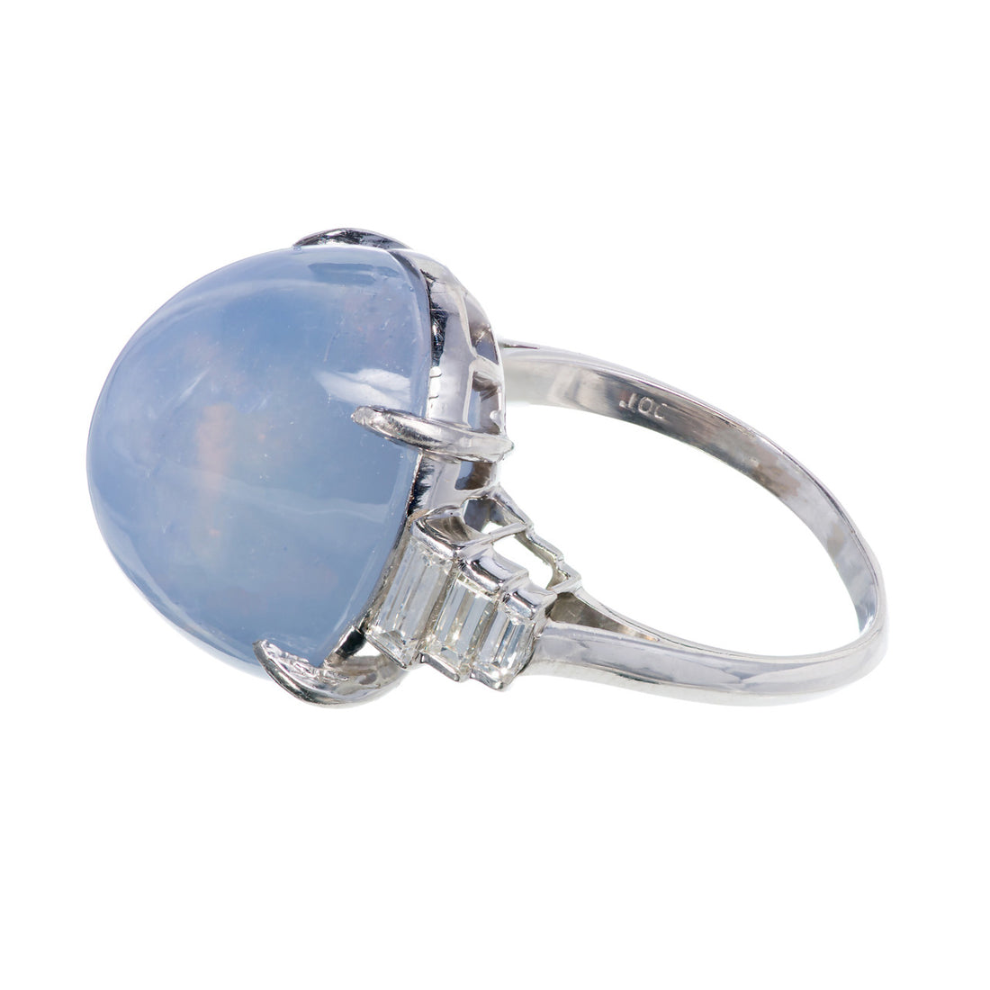 GIA Certified 30.00 Star Sapphire Diamond Platinum Art Deco Engagement Ring – image 3