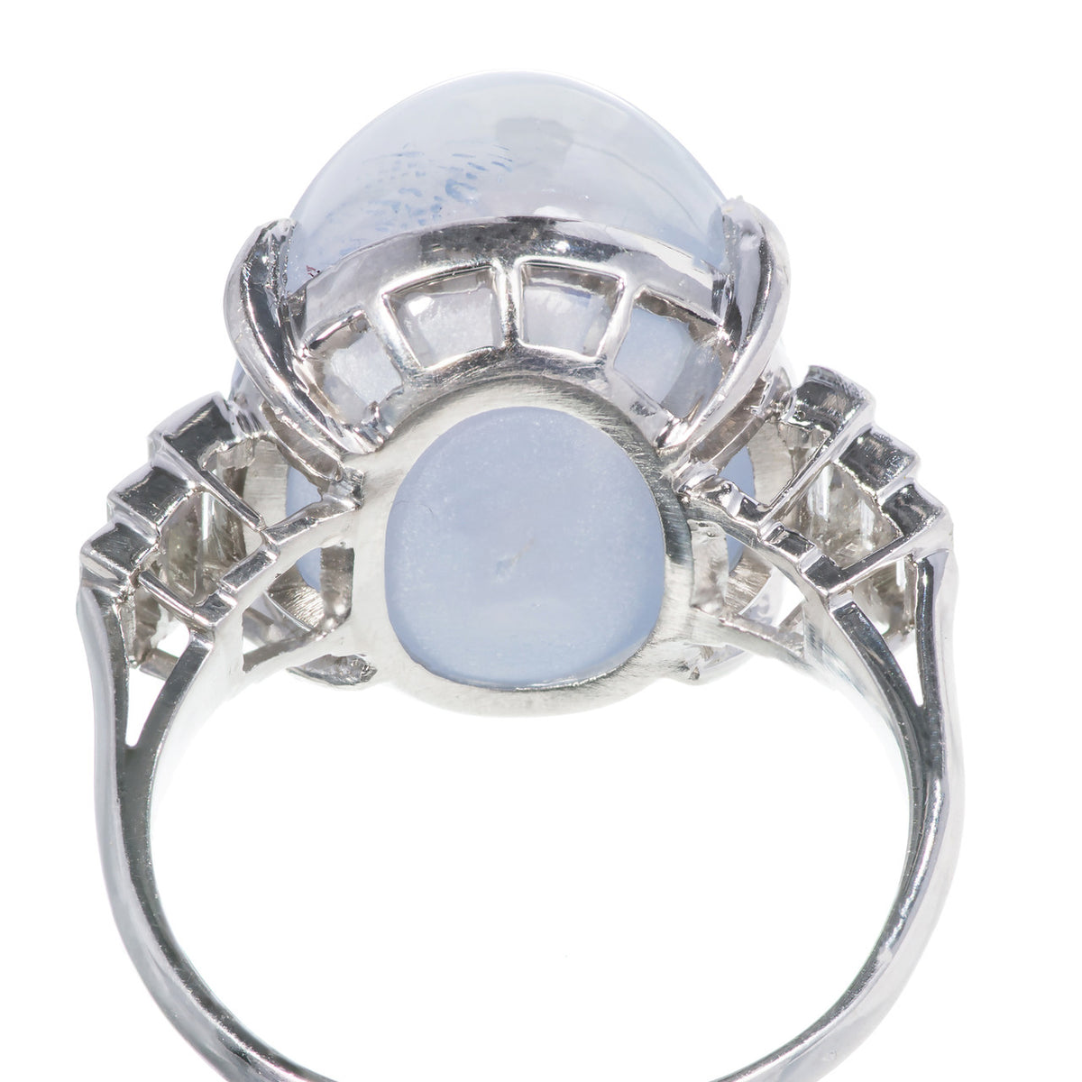 GIA Certified 30.00 Star Sapphire Diamond Platinum Art Deco Engagement Ring – image 5