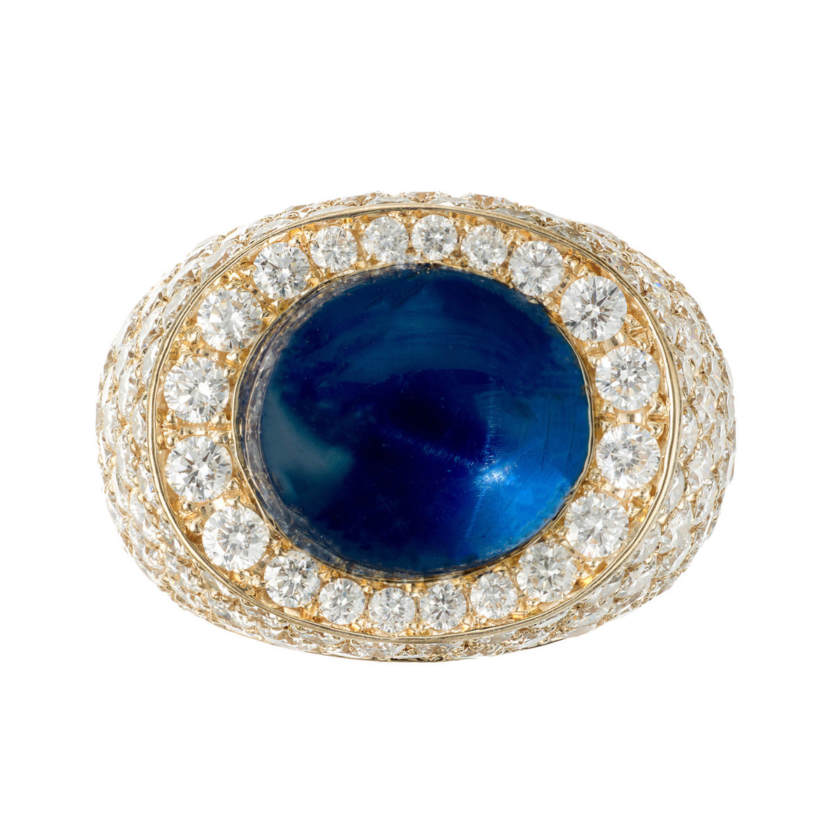 OLD LISTING David Webb 14.4 Carat Star Sapphire Diamond 18k Yellow Gold Ring