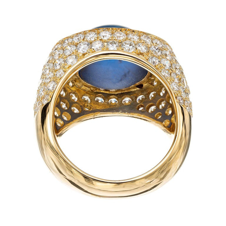 David Webb 14.4 Carat Star Sapphire Diamond 18k Yellow Gold Ring – image 9