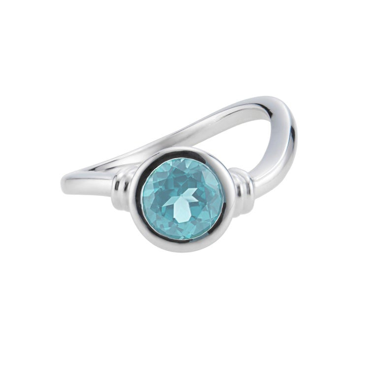 Manfredi .95 Carat Aquamarine White Gold Engagement Ring – image 2