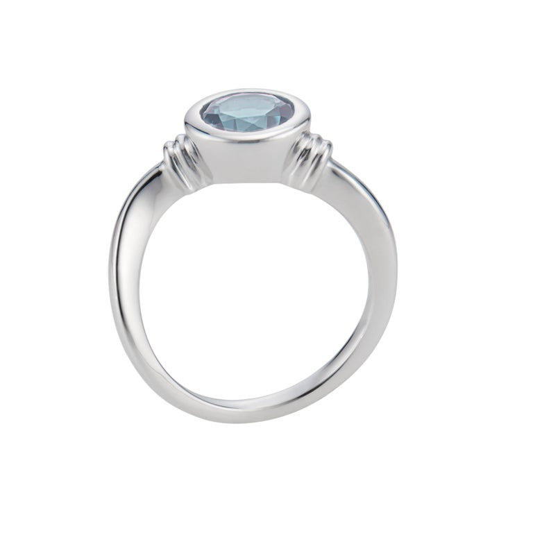 Manfredi .95 Carat Aquamarine White Gold Engagement Ring – image 5