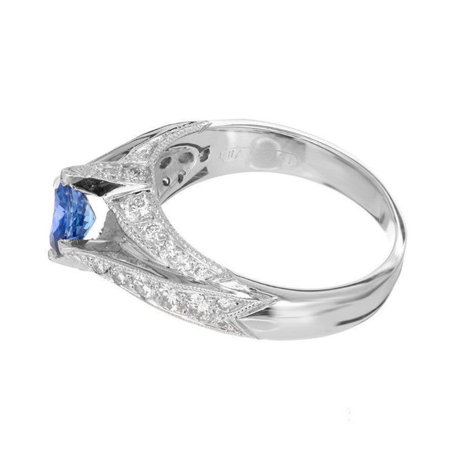 Tacori Platinum Engagement Ring, GIA .93ct Blue Sapphire &amp; Diamonds – image 7