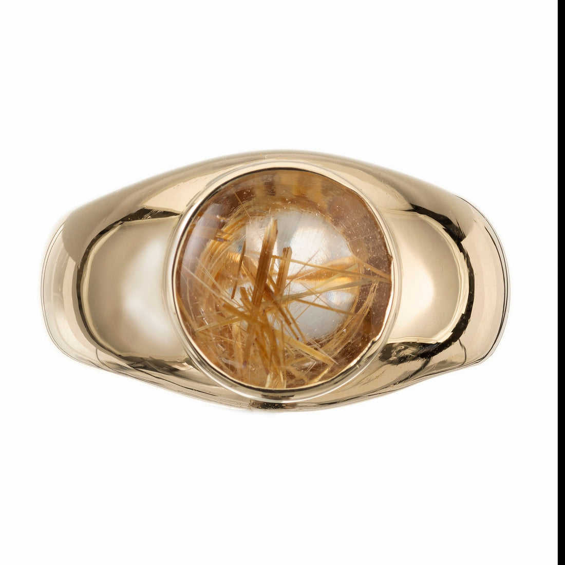 2.50 Carat Rutile Quartz Natural Yellow Dome Gold Ring – image 2