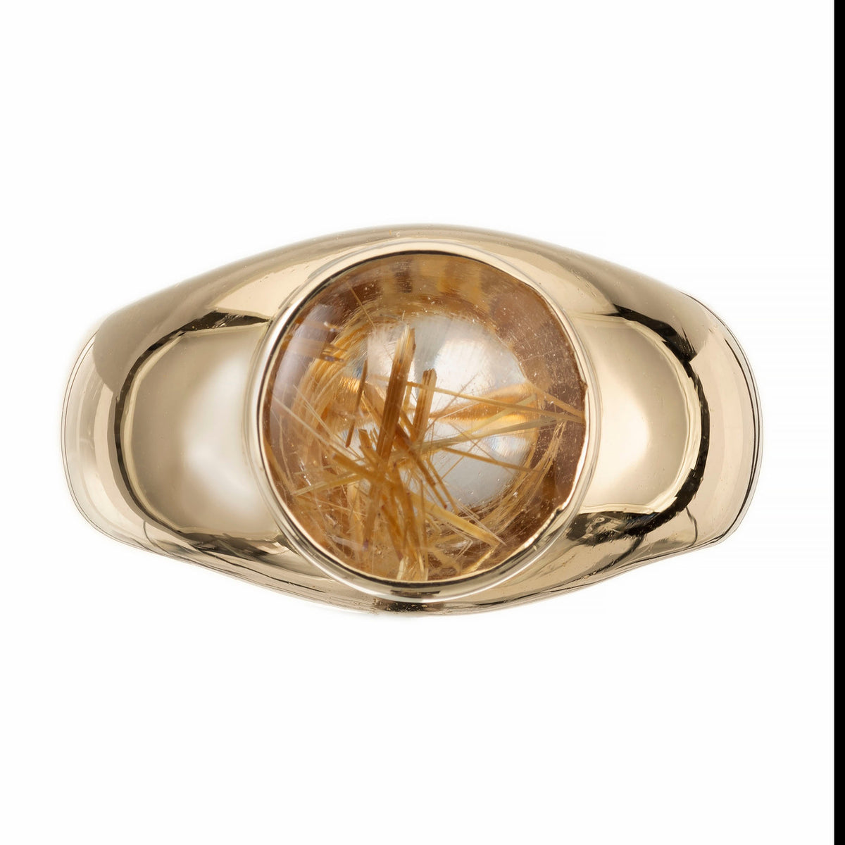 2.50 Carat Rutile Quartz Natural Yellow Dome Gold Ring – image 2