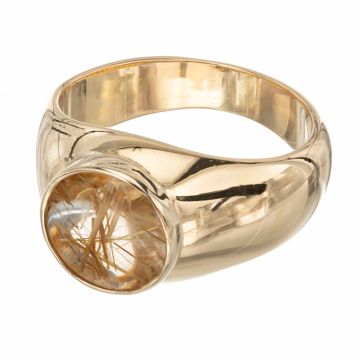 2.50 Carat Rutile Quartz Natural Yellow Dome Gold Ring – image 3