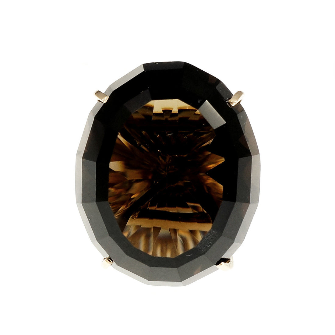 Vintage 1950 Large Oval Smoky Quartz Ring 14k Yellow Gold – image 2