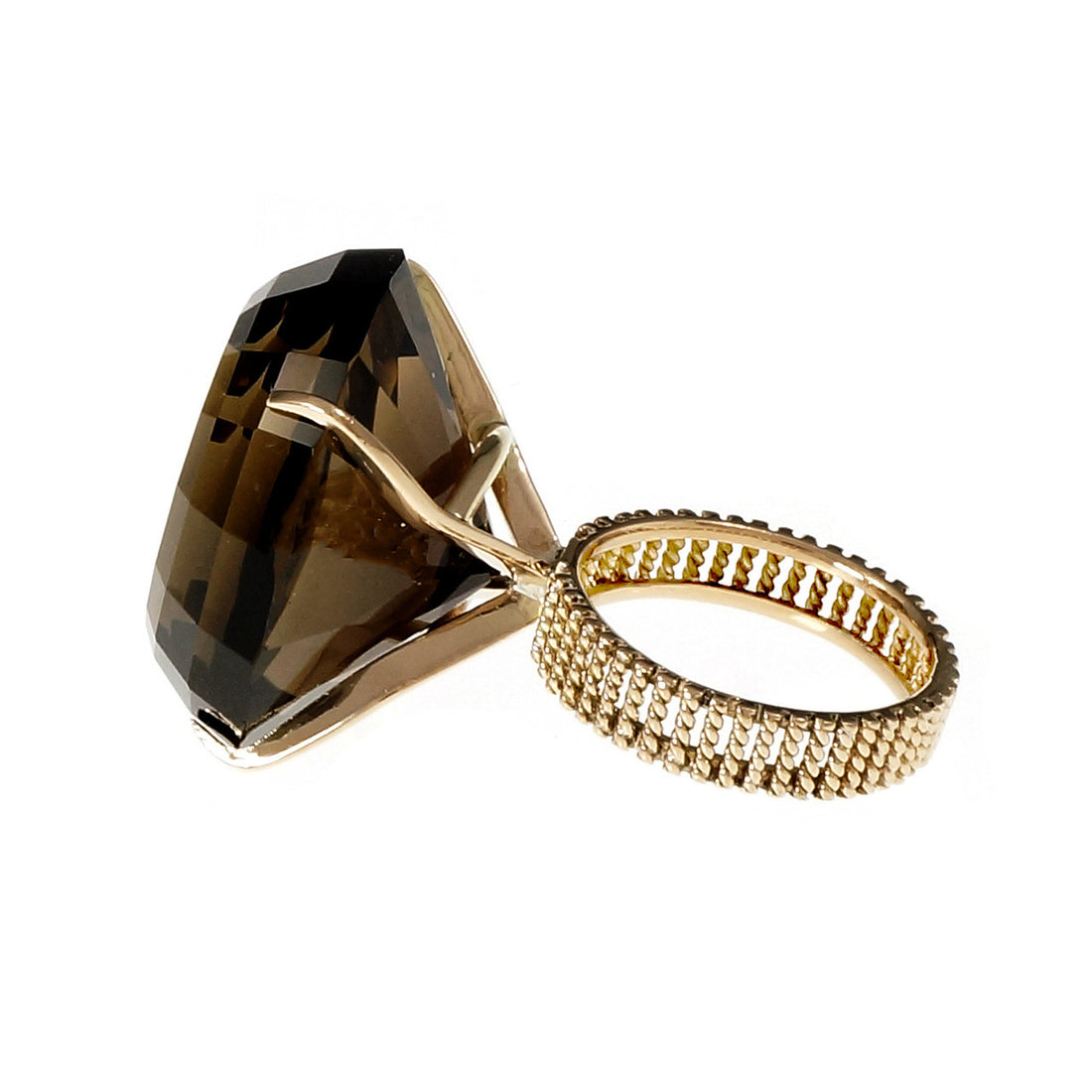 Vintage 1950 Large Oval Smoky Quartz Ring 14k Yellow Gold – image 3