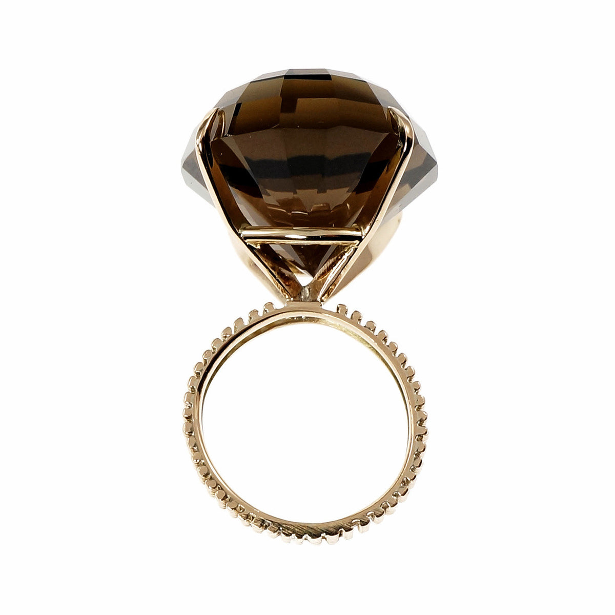 Vintage 1950 Large Oval Smoky Quartz Ring 14k Yellow Gold – image 5