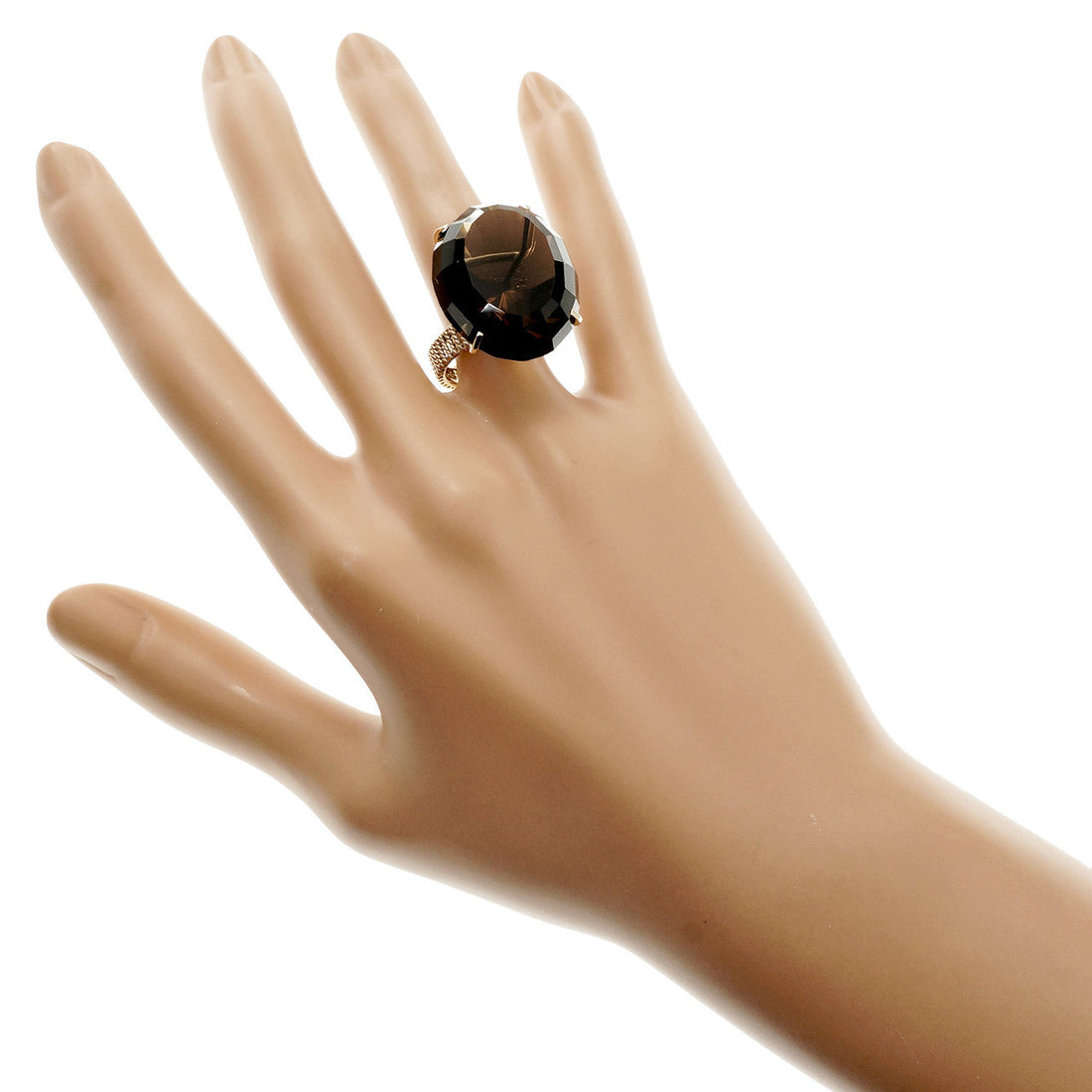 Vintage 1950 Large Oval Smoky Quartz Ring 14k Yellow Gold – image 6