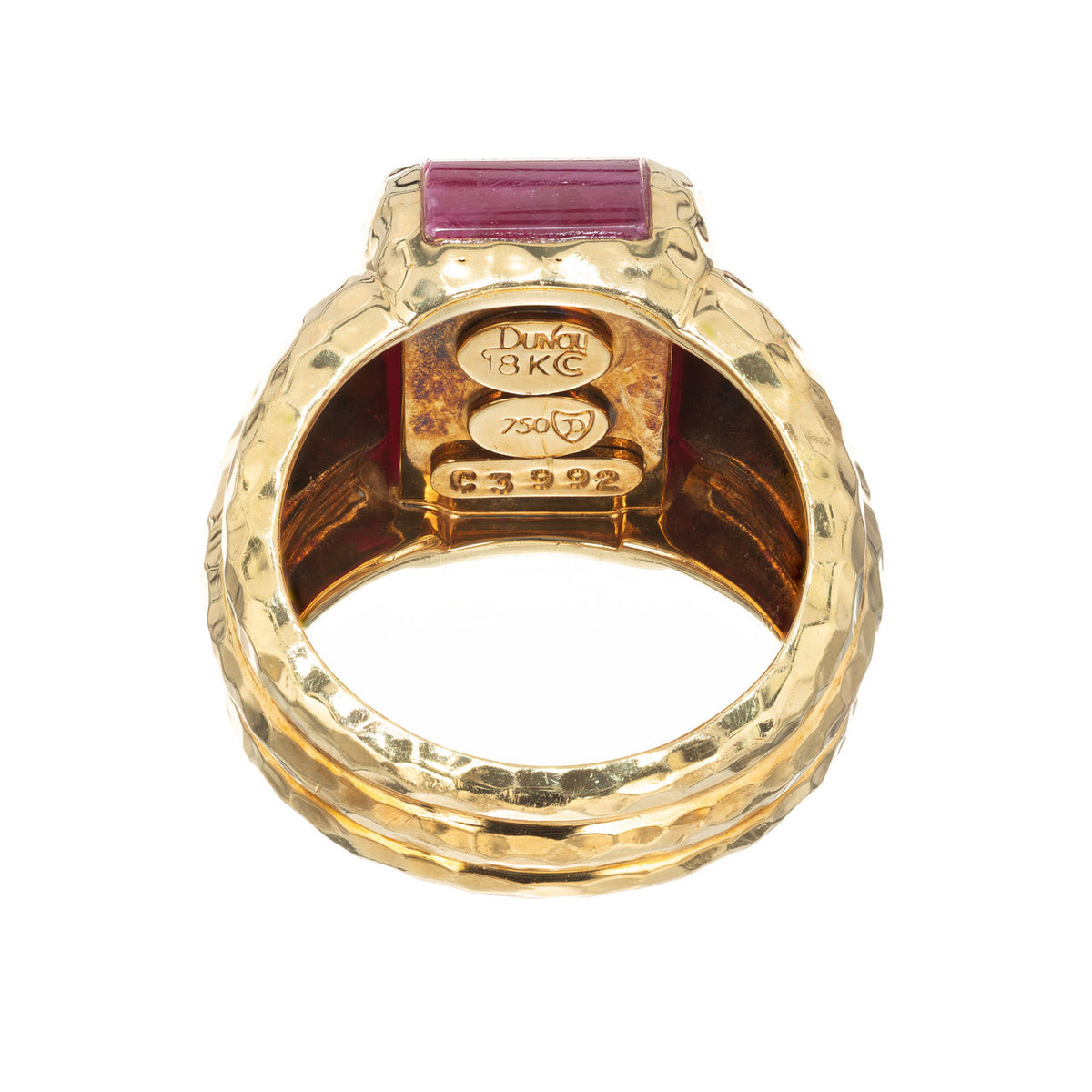 Henry Dunay Hammered Crescent Ruby Gold Cocktail Ring – image 6