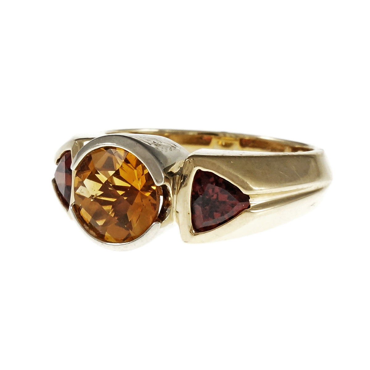 Estate Citrine Garnet Ring 14k Yellow and White Gold – image 4