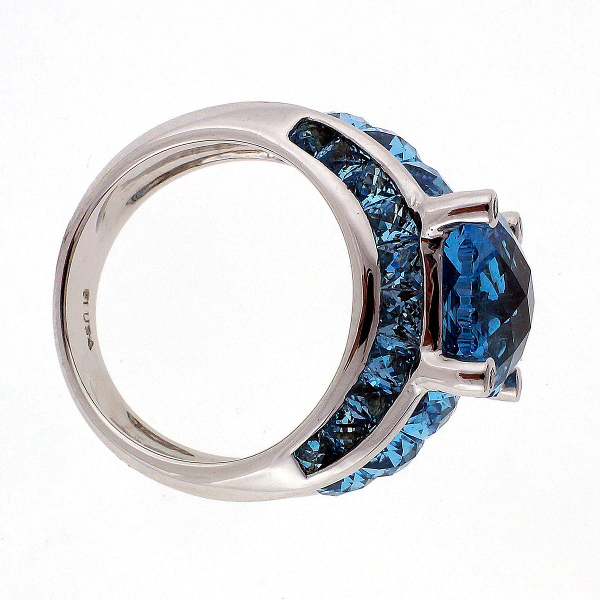 Bellari 13.58 Carat Blue Topaz Diamond White Gold Ring – image 4