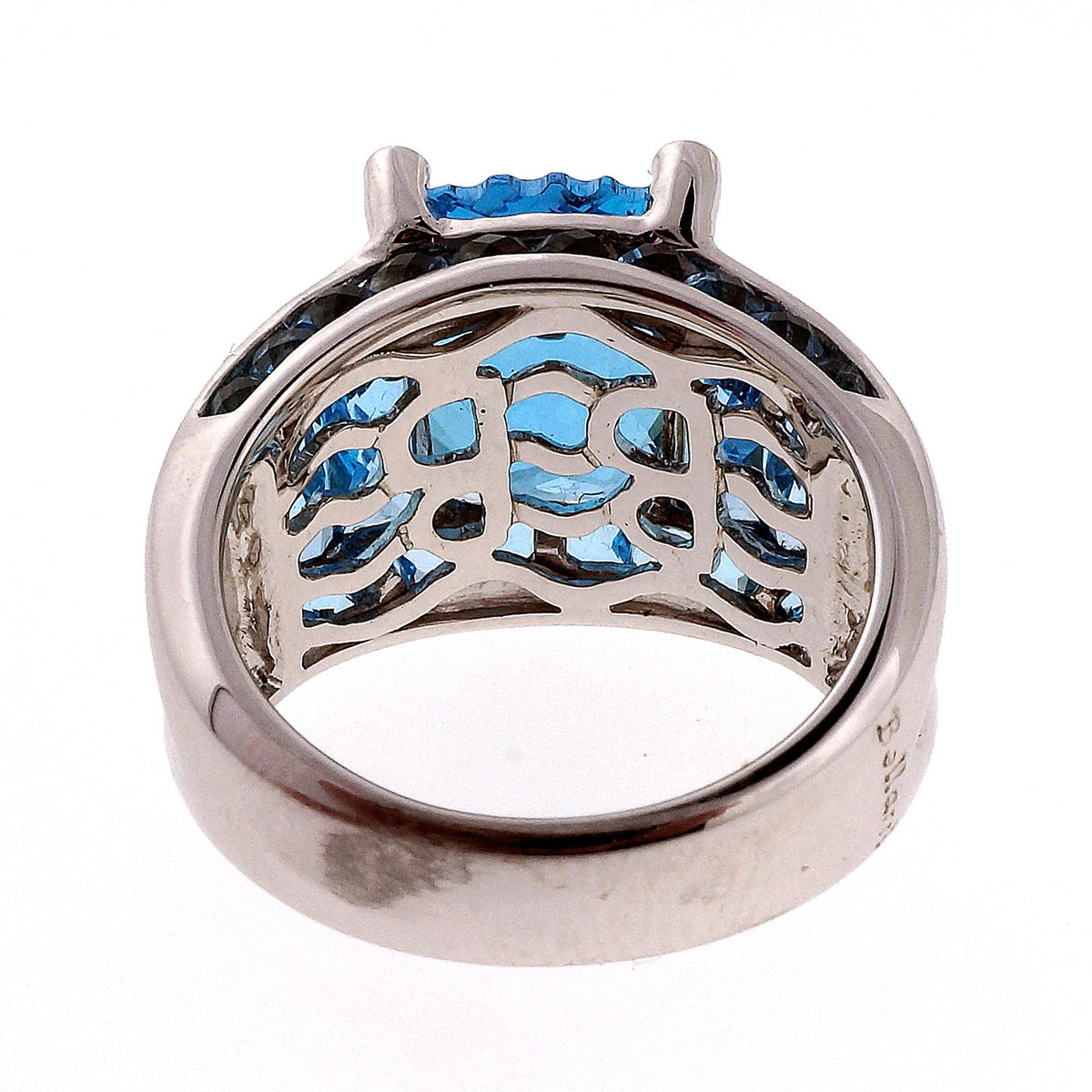 Bellari 13.58 Carat Blue Topaz Diamond White Gold Ring – image 5