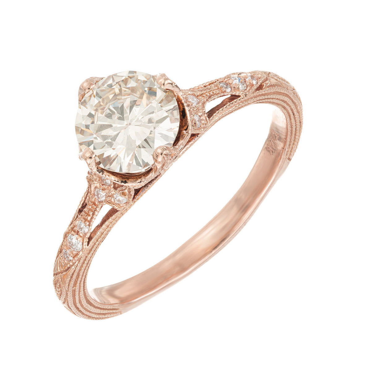 Peter Suchy GIA Certified .98 Carat Light Yellow Diamond Gold Engagement Ring