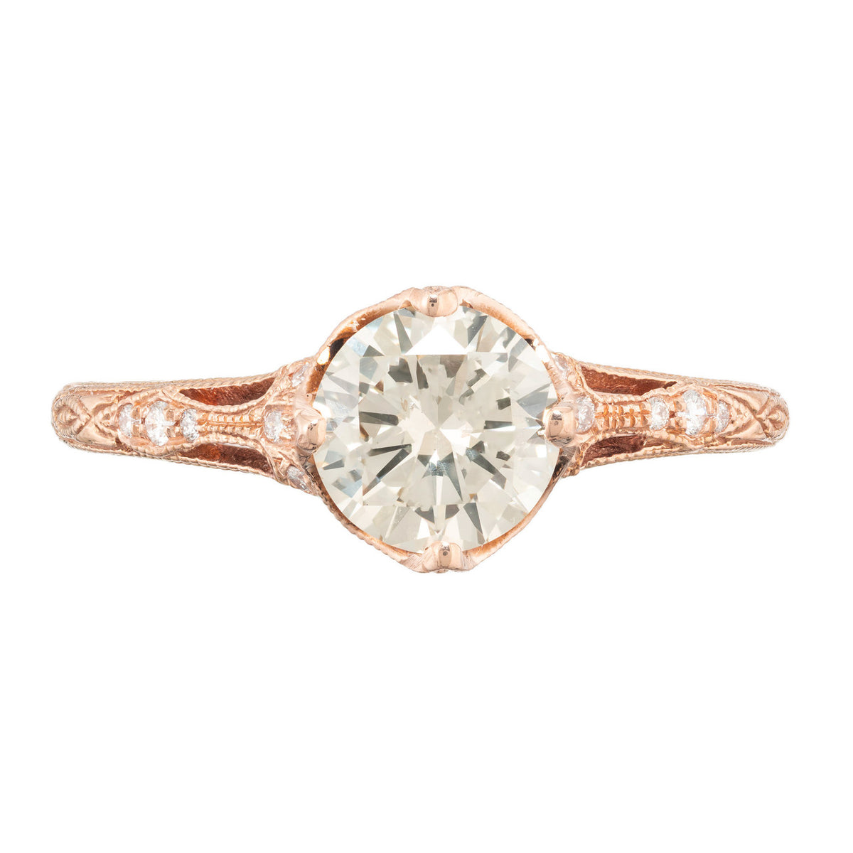 Peter Suchy GIA Certified .98 Carat Light Yellow Diamond Gold Engagement Ring – image 2