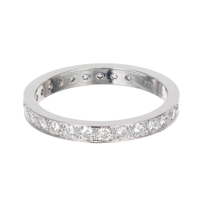Flat Bead Set Pave .70ct Diamond Eternity Band Ring 2.5mm Wide Platinum – image 3