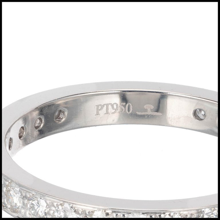 Flat Bead Set Pave .70ct Diamond Eternity Band Ring 2.5mm Wide Platinum – image 5