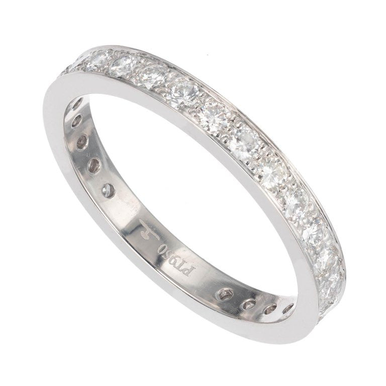 Flat Bead Set Pave .70ct Diamond Eternity Band Ring 2.5mm Wide Platinum – image 2