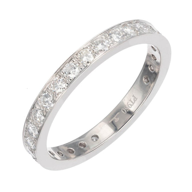 Flat Bead Set Pave .70ct Diamond Eternity Band Ring 2.5mm Wide Platinum
