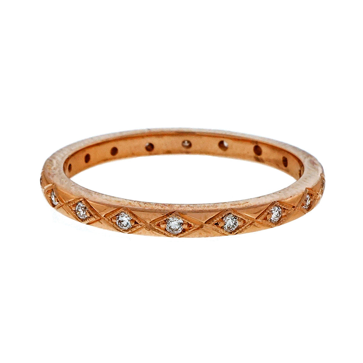 Pink Gold .25ct Antique Style PSD Eternity Band Ring 18k Gold
