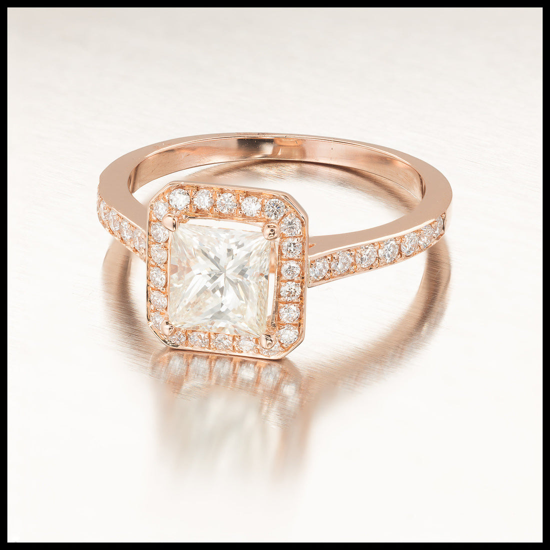 GIA Certified Peter Suchy 1.00 Carat Diamond Halo Rose Gold Engagement Ring – image 4