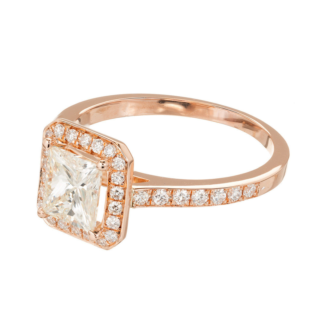 GIA Certified Peter Suchy 1.00 Carat Diamond Halo Rose Gold Engagement Ring – image 5