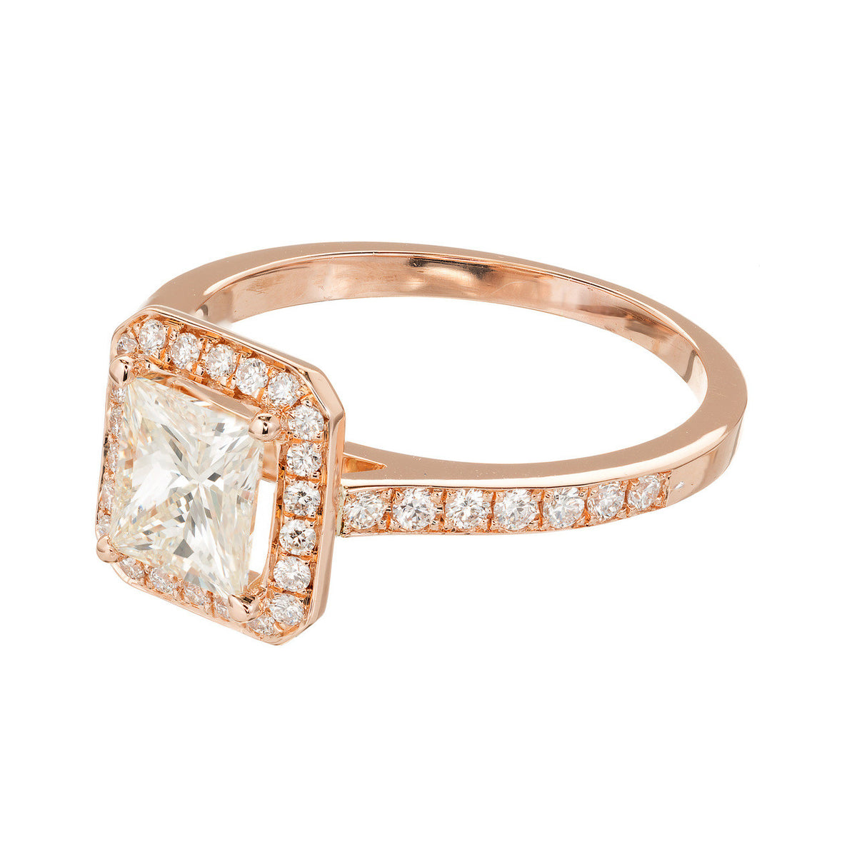 GIA Certified Peter Suchy 1.00 Carat Diamond Halo Rose Gold Engagement Ring – image 5