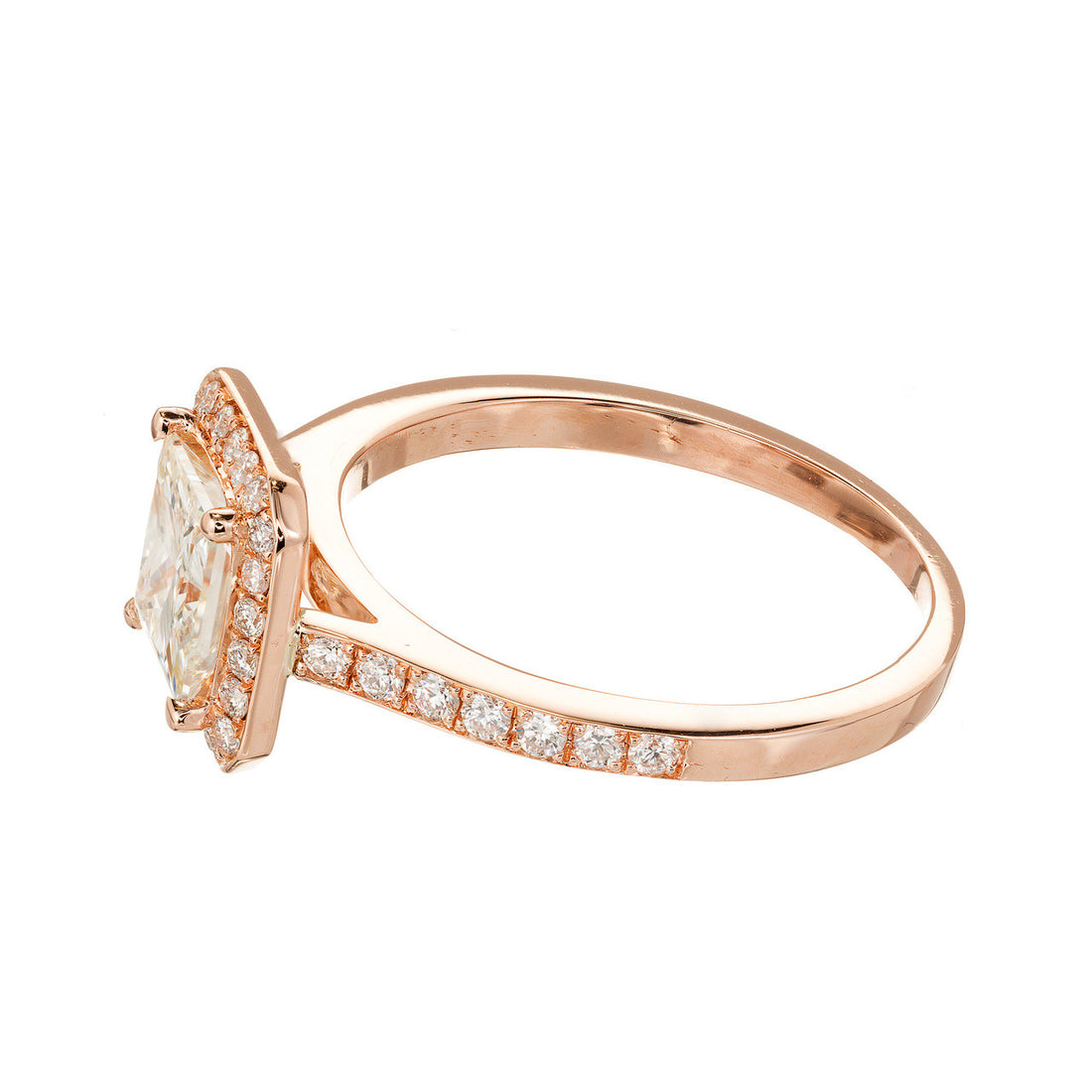 GIA Certified Peter Suchy 1.00 Carat Diamond Halo Rose Gold Engagement Ring – image 6