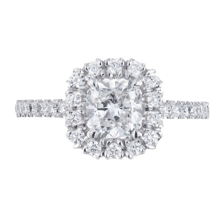 Peter Suchy 1.01 Carat Diamond Cushion Cut Halo Engagement Platinum Ring – image 2