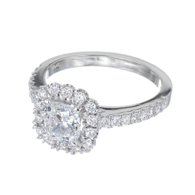 Peter Suchy 1.01 Carat Diamond Cushion Cut Halo Engagement Platinum Ring – image 4