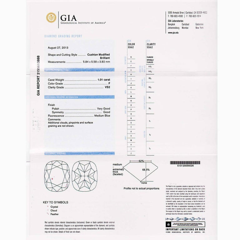 Peter Suchy 1.01 Carat Diamond Cushion Cut Halo Engagement Platinum Ring – image 3