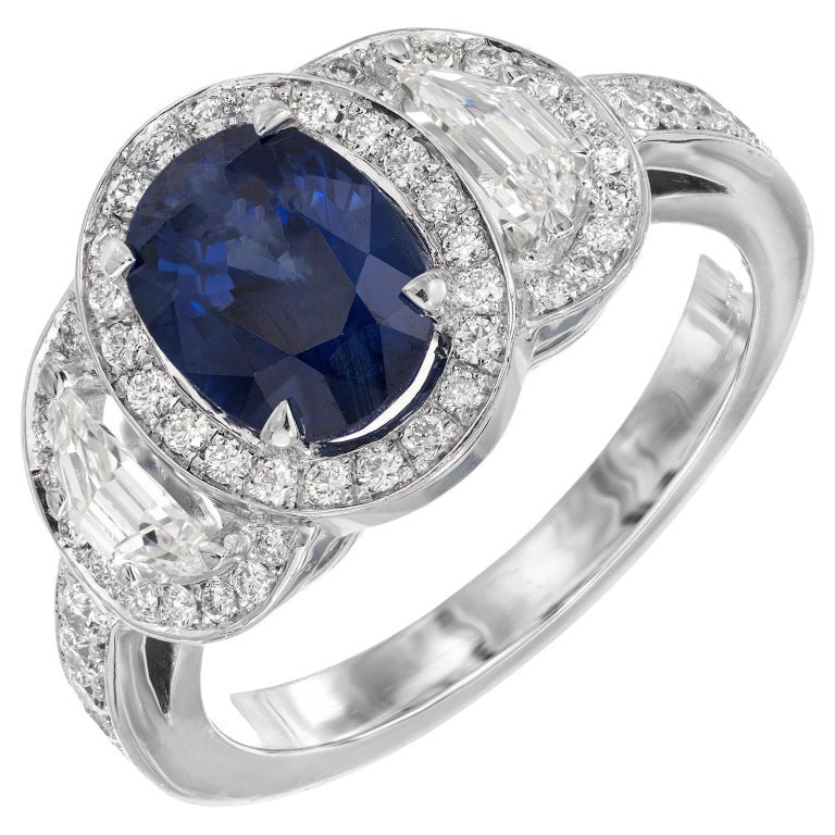 Estate 1.89ct Certified Sapphire PSD Suchy Engagement Diamond Triple Halo Ring