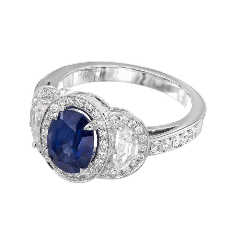 Estate 1.89ct Certified Sapphire PSD Suchy Engagement Diamond Triple Halo Ring – image 3