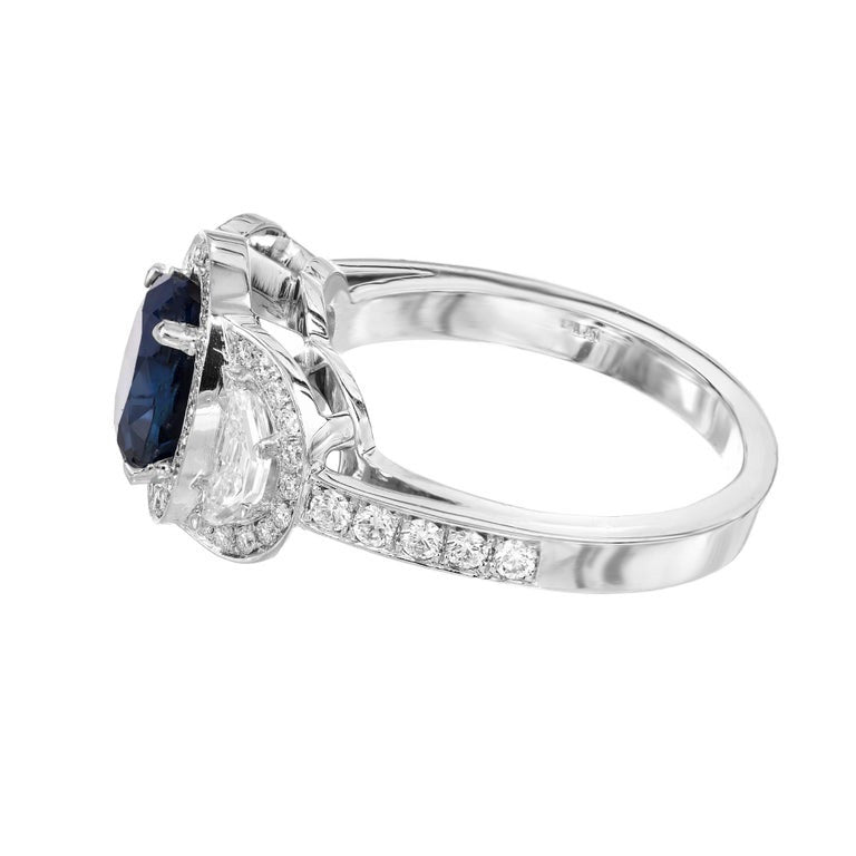 Estate 1.89ct Certified Sapphire PSD Suchy Engagement Diamond Triple Halo Ring – image 6